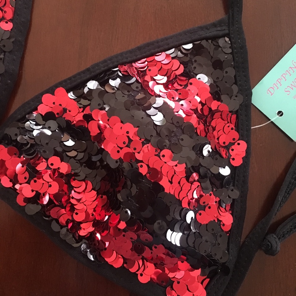 Red & Black Sequin Bikini - Picture 3 of 4